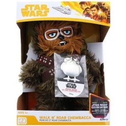 Toynk Seven20 Star Wars Chewbacca Walk n Roar Plush and Porg Pin | 12 inches