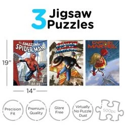 AQUARIUS Marvel 500 Piece Jigsaw Puzzles | Set of 3 Puzzles